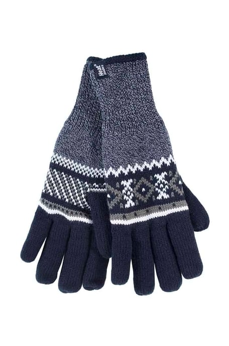 Gestreifte Herren Nordic Fairisle Zig Zag gestrickt Fleece gefüttert warme Handschuhe - Image 1