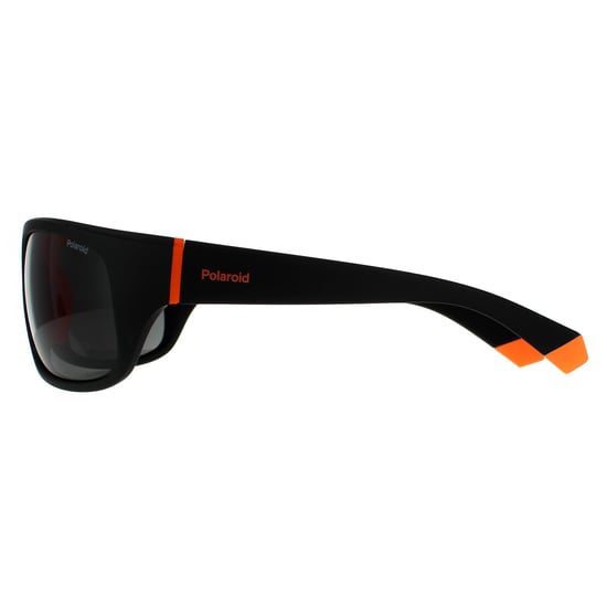 Polaroid Wrap Mens Schwarz Orange Grau Polarisierte Sonnenbrille - Image 3
