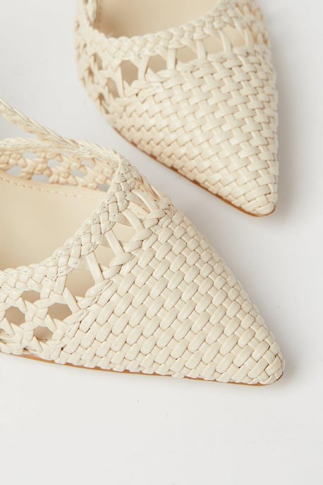 Darlena Basket Weave High Heel Slingback Court Shoes