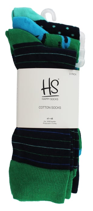 HS von Happy Socks - Herren 3er-Pack Spaß Herrenstrümpfe - Streifen (Grün) - Image 2