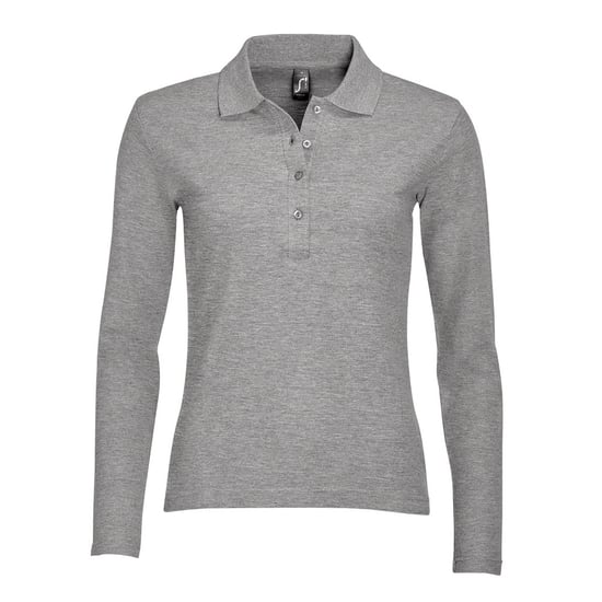 SOLS Damen/Damen Podium Langarm-Pique-Poloshirt aus Baumwolle (grau meliert) - Image 1