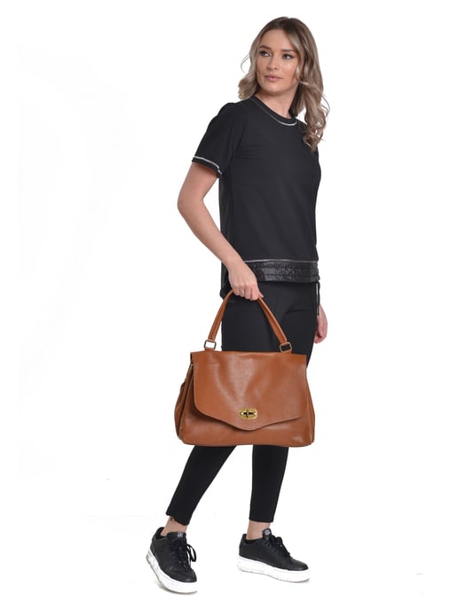 Anna Luchini SS22 AL 1766 Marron Cuir de vachette Sac - Image 5