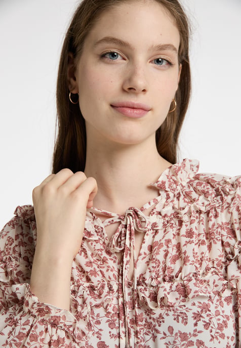 Dreimaster Rüschenbluse Damen Weiss Rost - Image 5
