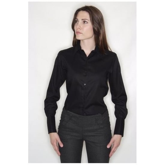Russell Collection Bluse, Langarm, bügelfrei (Schwarz) - Image 3