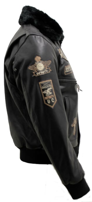 Cow Hide Detachable Collar Leather Flight Bomber Jacket