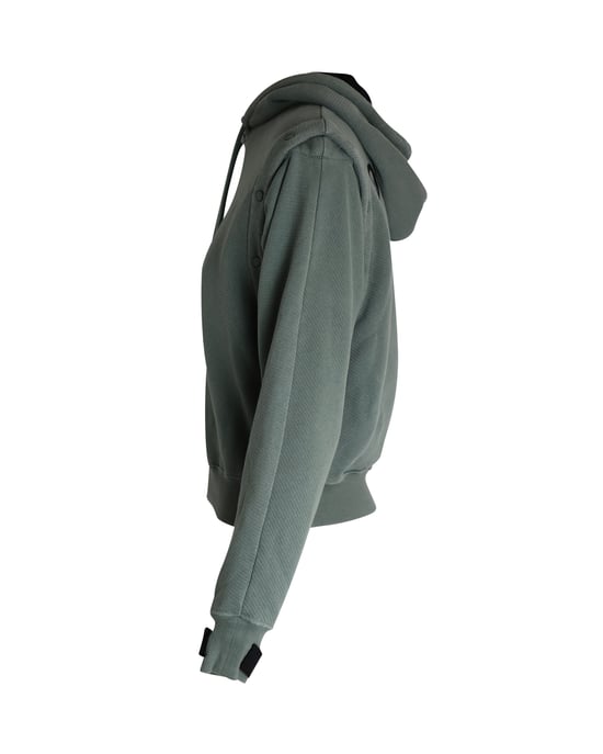 Off-White Hoodie mit abnehmbaren Ärmeln in khakifarbenem Baumwollpullover - Image 3