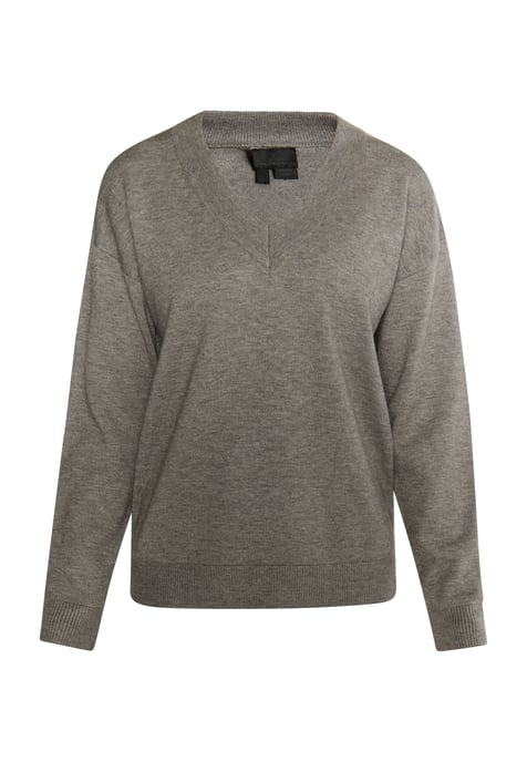 Dreimaster Strickpullover Damen Grau Melange - Image 1