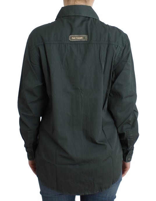 Cavalli Damen graues Hemd mit Knöpfen - Image 3