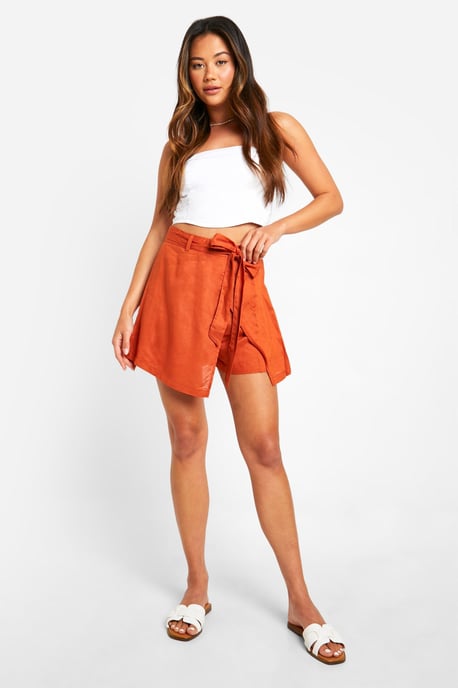 Linen Look Belted Skort - Image 3