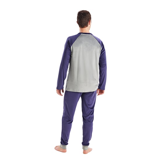 Men's long-sleeved round-neck velvet pajamas MU3