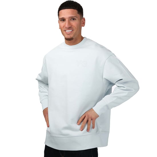 Men's Y-3 Classic Chest Logo Crew Sweatshirt in Light Blue