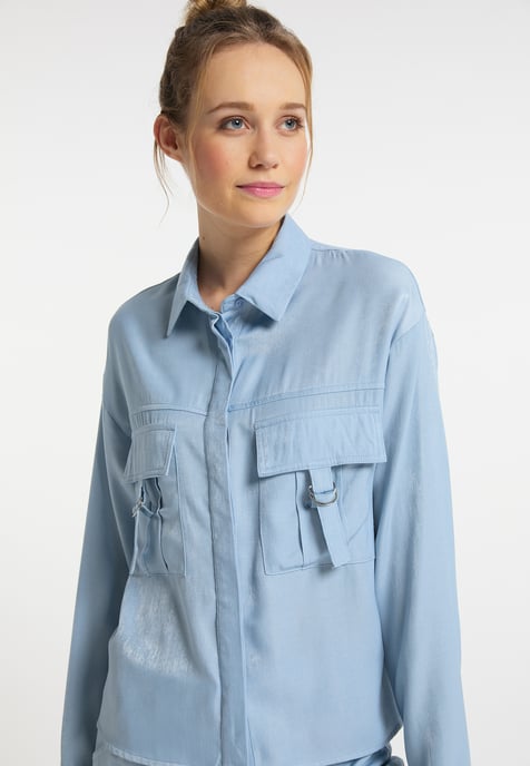 Dreimaster Bluse Damen Hellblau - Image 3