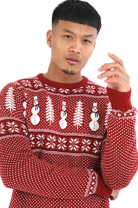 Red 'Ebanezer' Crew Neck Fairisle Christmas Jumper