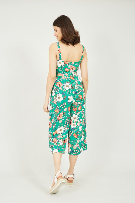 Mela Green Floral Print Culotte Jumpsuit