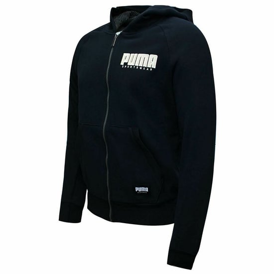 Puma Graphic Logo Long Sleee Zip Up Black Mens Hooded Track Jacket 580972 51