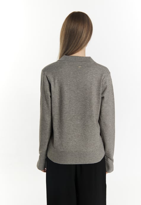 Dreimaster Strickpullover Damen Grau Melange - Image 4