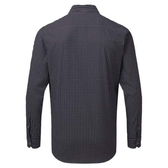 Premier Mens Maxton Check Langarmhemd (Stahl/Schwarz) - Image 2