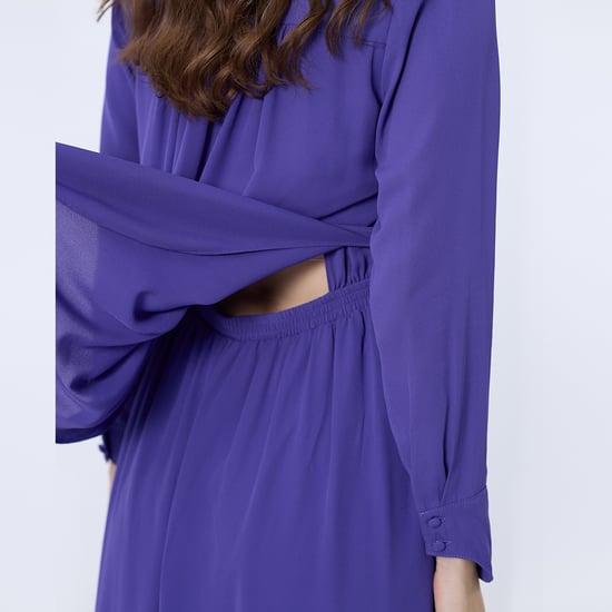 Langes Blusen-Kleid mit V-Ausschnitt - Image 4