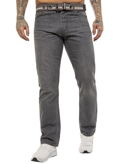 Enzo | Herren Designer Regular Fit Denim Jeans -Grau - Image 1