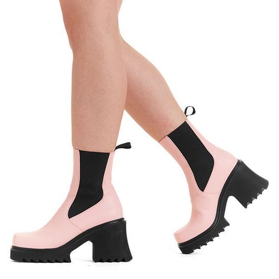 Lamoda Ankle Boots Elevate Round Toe Platform Heels with Shark Teeth Grip
