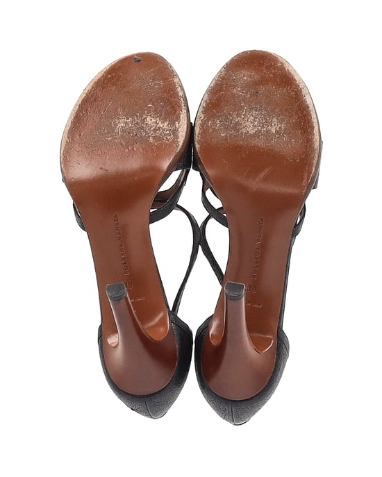 Bottega Veneta Peeptoe Riemchensandalen aus schwarzem Leder - Image 6