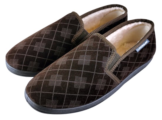 DUNLOP - HERREN PLÜSCHPELZ GEFÜTTERT MEMORY FOAM KARIERT MOKASSIN HAUSSCHUHE MIT HARTER SOHLE - Image 2