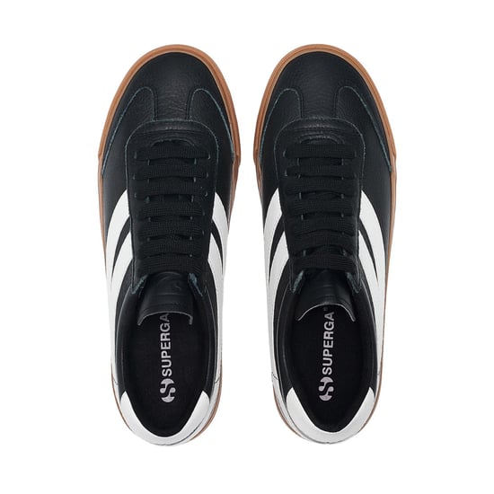 Superga - Herren/Damen Unisex Sneaker "4834 Club S Swallow", Kontrast Detail, Veganes Leder (Schwarz/Gummi Rosa) - Image 4