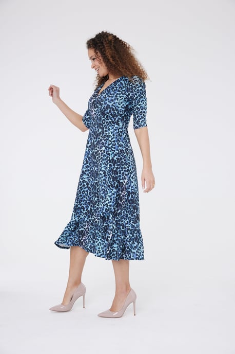 Claire Animal Print Dress - Blue