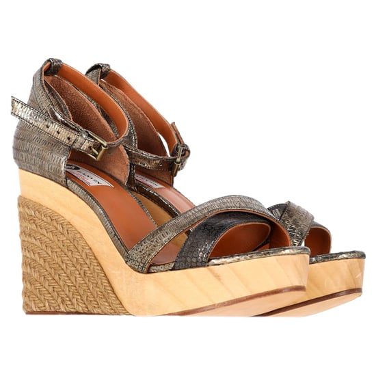 Lanvin Schlangenpräge Espadrille Slingback Keilabsätze aus silbernem Leder - Image 4