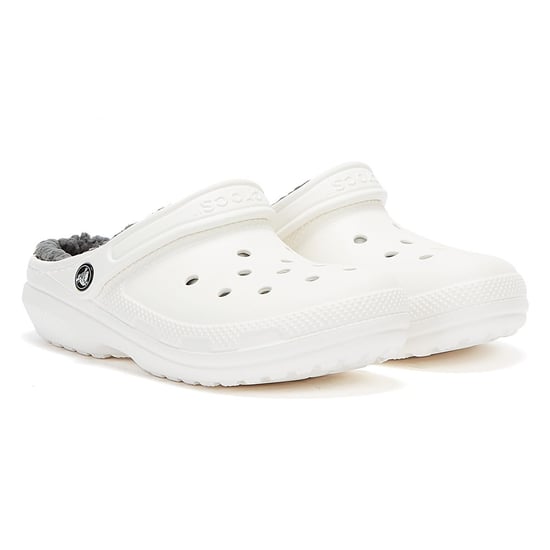 Crocs Classic gefüttert Damen Weiß / Grau Clogs - Image 1