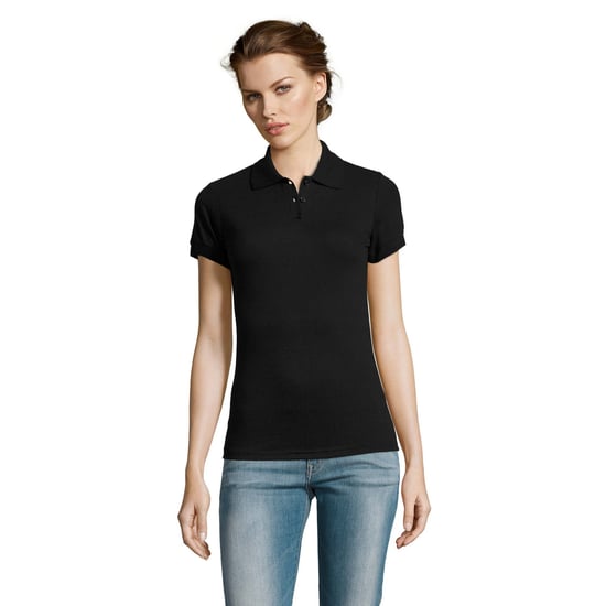 SOLs Womens/Ladies Prime Pique Polo Shirt (Schwarz) - Image 3