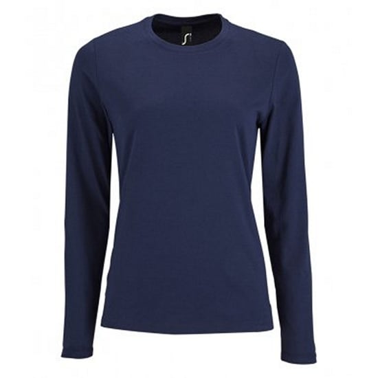 SOLS Damen T-Shirt Imperial, langärmlig (Marineblau) - Image 1