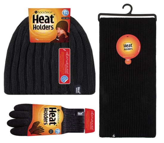 Herren Strickmütze Mütze Schal Handschuhe Set | Wärmehalter | Luxus weiches Fleece gefüttert Winter Set für kaltes Wetter - Schwarz - Image 2