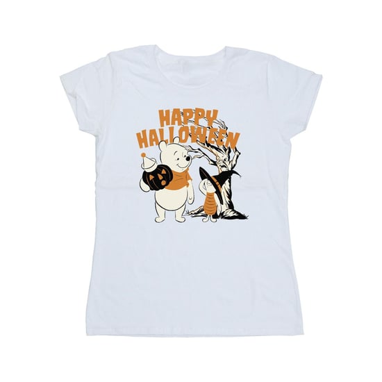 Disney Womens/Ladies Winnie The Pooh And Piglet Happy Halloween Cotton T-Shirt (White)