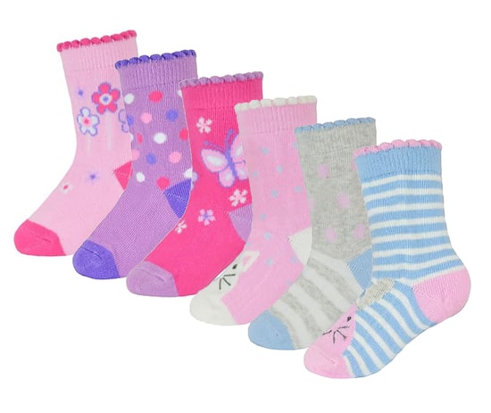 6 Paar Baby Mädchen Schmetterling Design Socken | Socken Snob | Weiche bequeme Tier Socken für Kleinkinder - Tier - Image 1