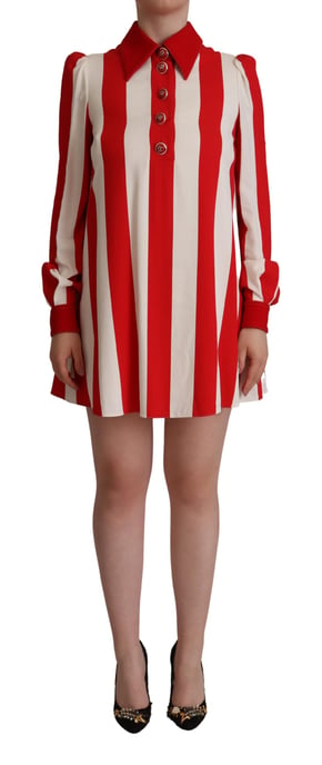 Dolce & Gabbana Damen Weiß Rot Stretch Mini Hemdkleid - Image 1