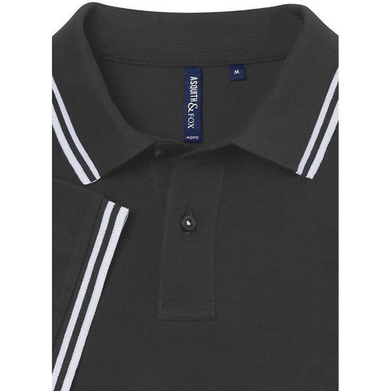 Asquith & Fox Herren Poloshirt mit klassischer Passform (Holzkohle/Weiß) - Image 2