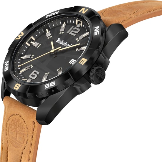 Die Timberland Quarzuhr für Herren mit schwarzem Zifferblatt und robustem braunen Lederarmband ist ein markantes Accessoire für den modernen Mann. Mit ihrem robusten Design und der Wasserdichtigkeit von 5 ATM ist diese Uhr, Modell Millinocket, perfekt für - Image 2