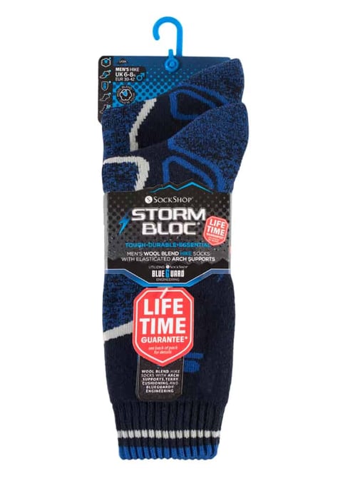 Storm Bloc - 2 paires homme randonnée trekking chaudes laine chaussettes - SBGMS003NVY - Image 2