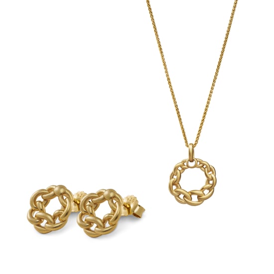 Orphelia 'Estelle' Damen 925 Sterlingsilber Set: Kette-Anhänger + Ohrringe - Gold SET-7516/G - Image 1