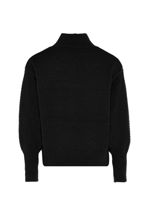 Mymo Pullover mit Blumenstick Damen schwarz - Image 2