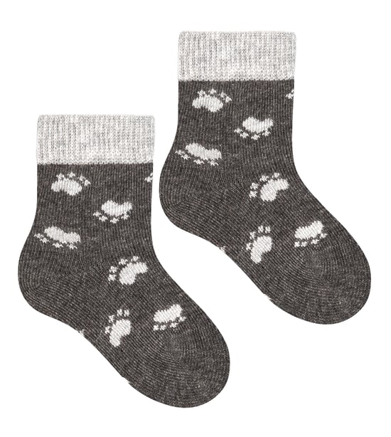 Steven - Baby Funny Novelty Patterns Baumwollsocken - Paws (Charcoal) - Image 1
