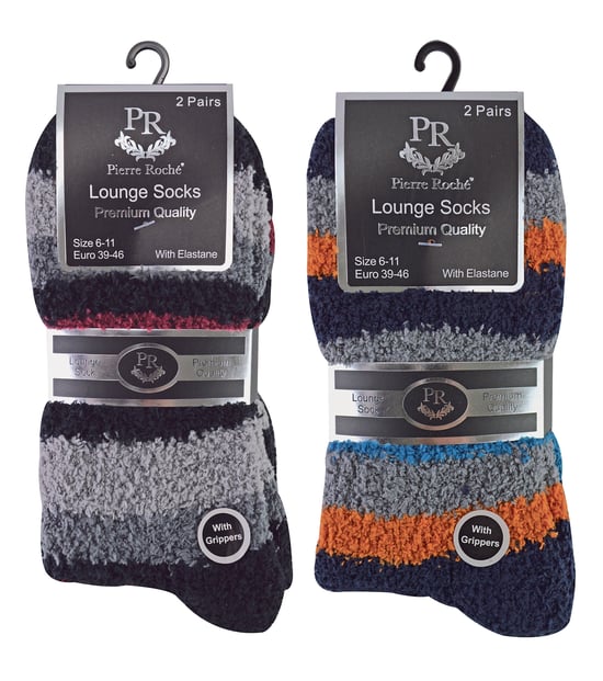 4 Paar Herren Bettsocken |Thermal Anti Slip Fuzzy Slipper Socken - Schwarz / Orange Stripe - Image 2