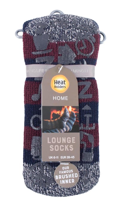 HEAT HOLDERS - Herren gestreifte Fleece gefütterte rutschfeste dicke Slipper Socken - Image 2