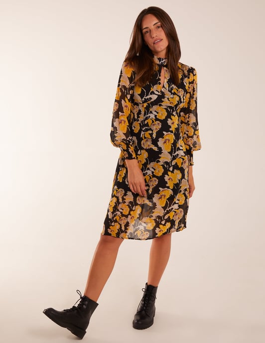 Keyhole High Neck Dress