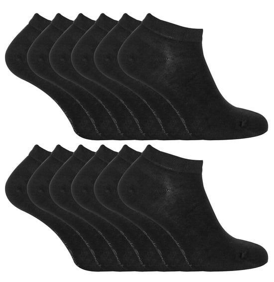 12 Paar Multipack Mens Bamboo Trainer Socken | Atmungsaktive Socken - Schwarz - Image 1