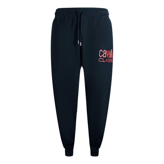 Cavalli Class Bold Red Logo Navy Blue Sweatpants