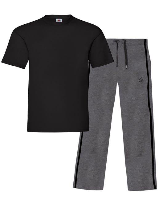 Enzo | Herren T-Shirt & Hose Loungewear Set - Schwarz/Kohle - Image 1
