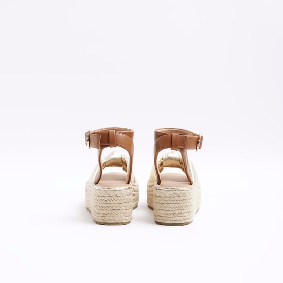 River Island Womens Espadrille Sandals Gold Flatform