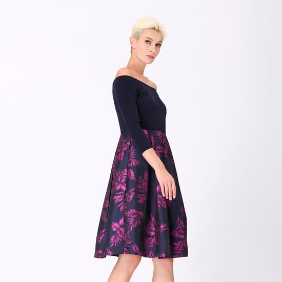 Kleid aus Bi-Material mit floralem Brokat - Image 5